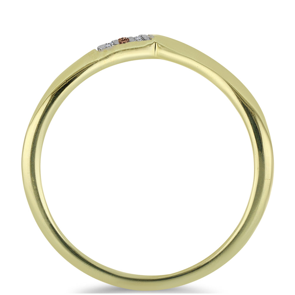 Pozlacené Stříbro 925/1000 - Prsten s Champagne Diamantem a Bílým Diamantem - Karátové číslo: 0.02. přibližná hmotnost: 1.81 gramů 2 