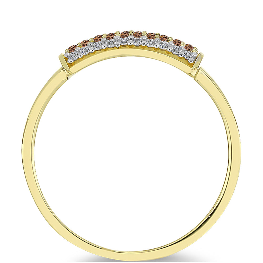 Pozlacené Stříbro 925/1000 - Prsten s Champagne Diamantem a Bílým Diamantem - Karátové číslo: 0.32. přibližná hmotnost: 2.59 gramů 2 