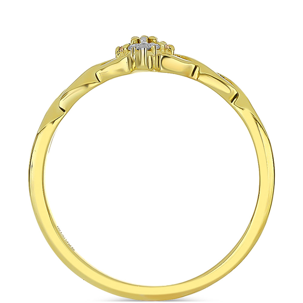 Pozlacené Stříbro 925/1000 - Prsten s Champagne Diamantem a Bílým Diamantem - Karátové číslo: 0.06. přibližná hmotnost: 1.78 gramů