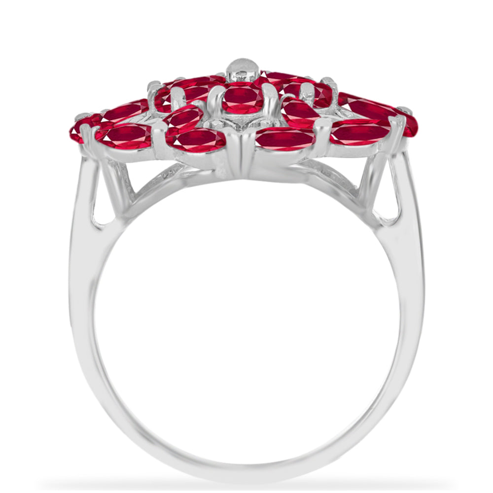 Stříbrný Prsten s Madagaskarským Rubínem a Bílým Diamantem 2 