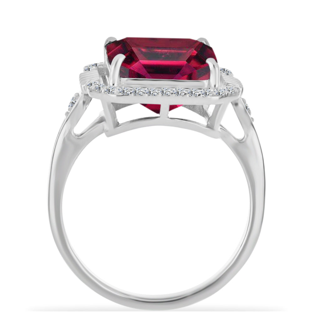 Stříbro 925/1000 - Prsten s Madagaskarským Rubínem a Bílým Diamantem - Karátové číslo: 9.52. přibližná hmotnost: 5.18 gramů 2 