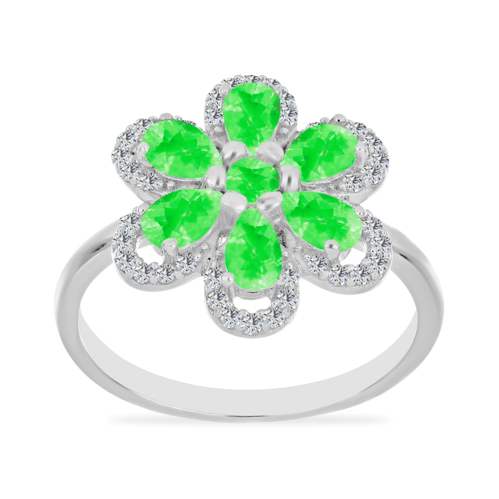 Stříbrný Prsten s Hyalit Opálem a Bílým Topazem 7 