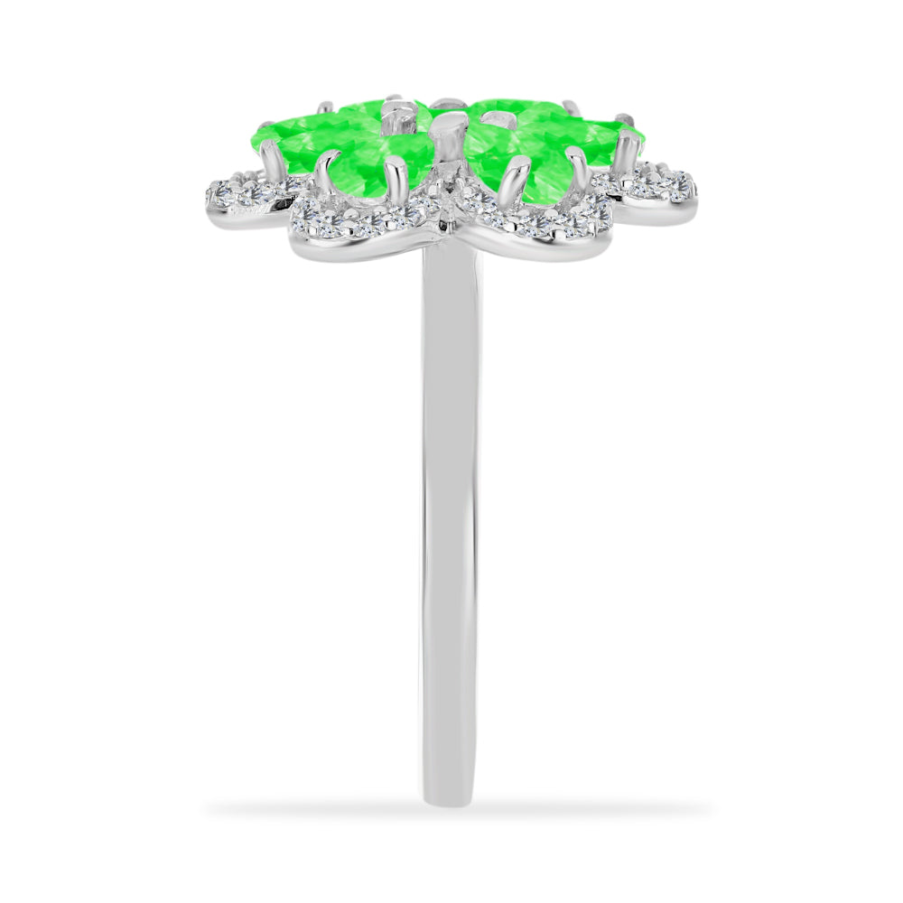 Stříbrný Prsten s Hyalit Opálem a Bílým Topazem 8 