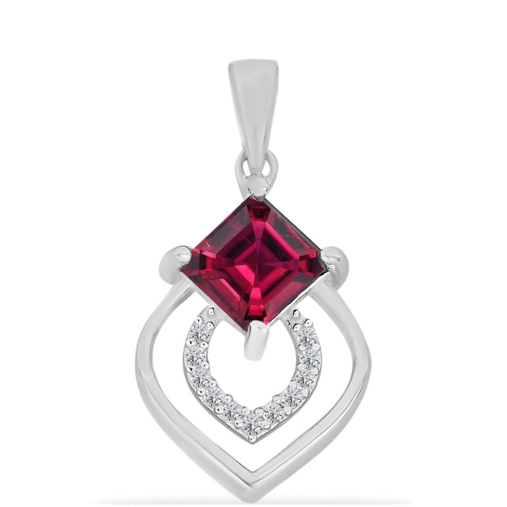 Stříbrný Přívěsek s Madagaskarským Rubínem a Bílým Diamantem 1 
