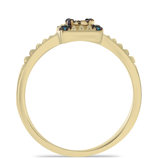 Pozlacený Stříbrný Prsten s Modrým Diamantem