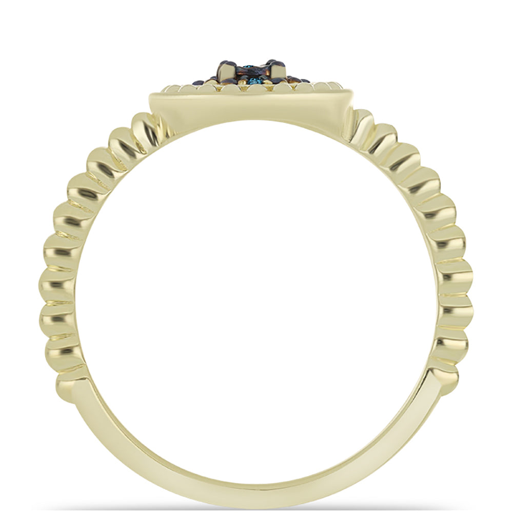 Pozlacený Stříbrný Prsten s Modrým Diamantem