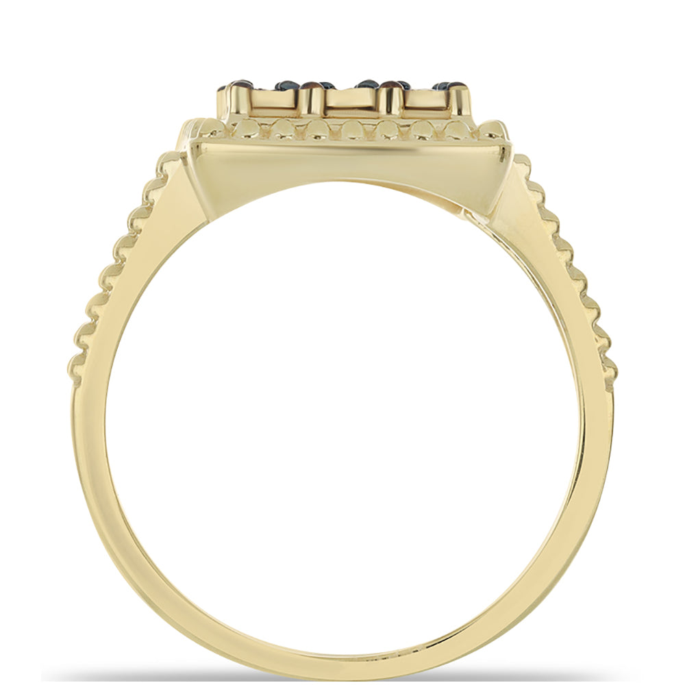 Pozlacený Stříbrný Prsten s Modrým Diamantem