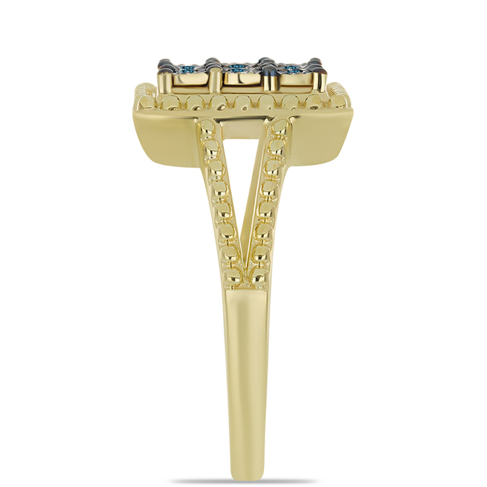 Pozlacený Stříbrný Prsten s Modrým Diamantem 4 
