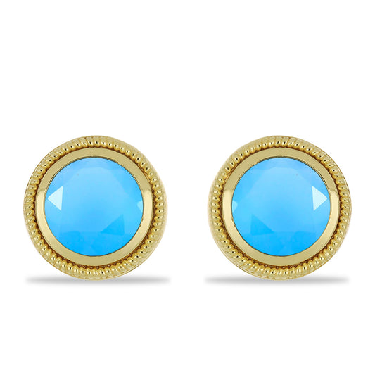 Pozlacené Stříbrné Náušnice s Aqua Chalcedonem