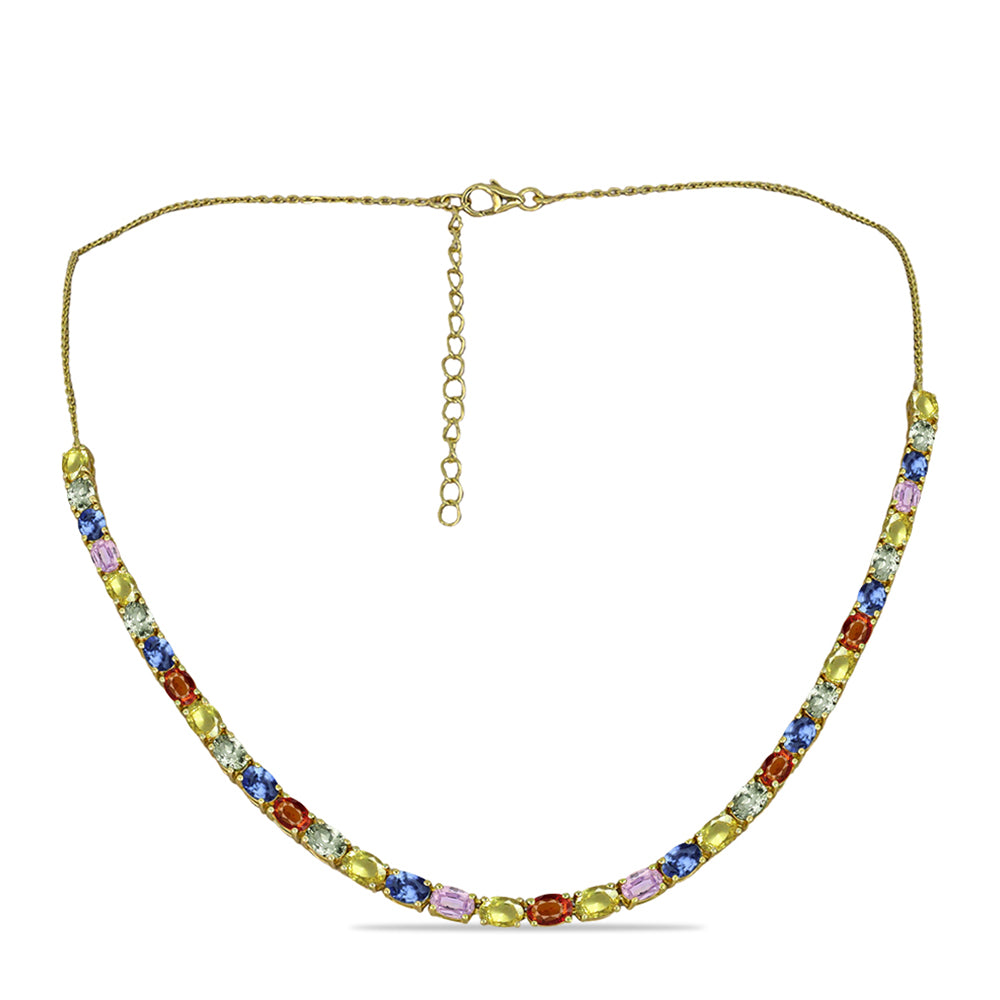 Pozlacený Stříbrný Náhrdelník s Roseberským Duhovým Safírem 1 