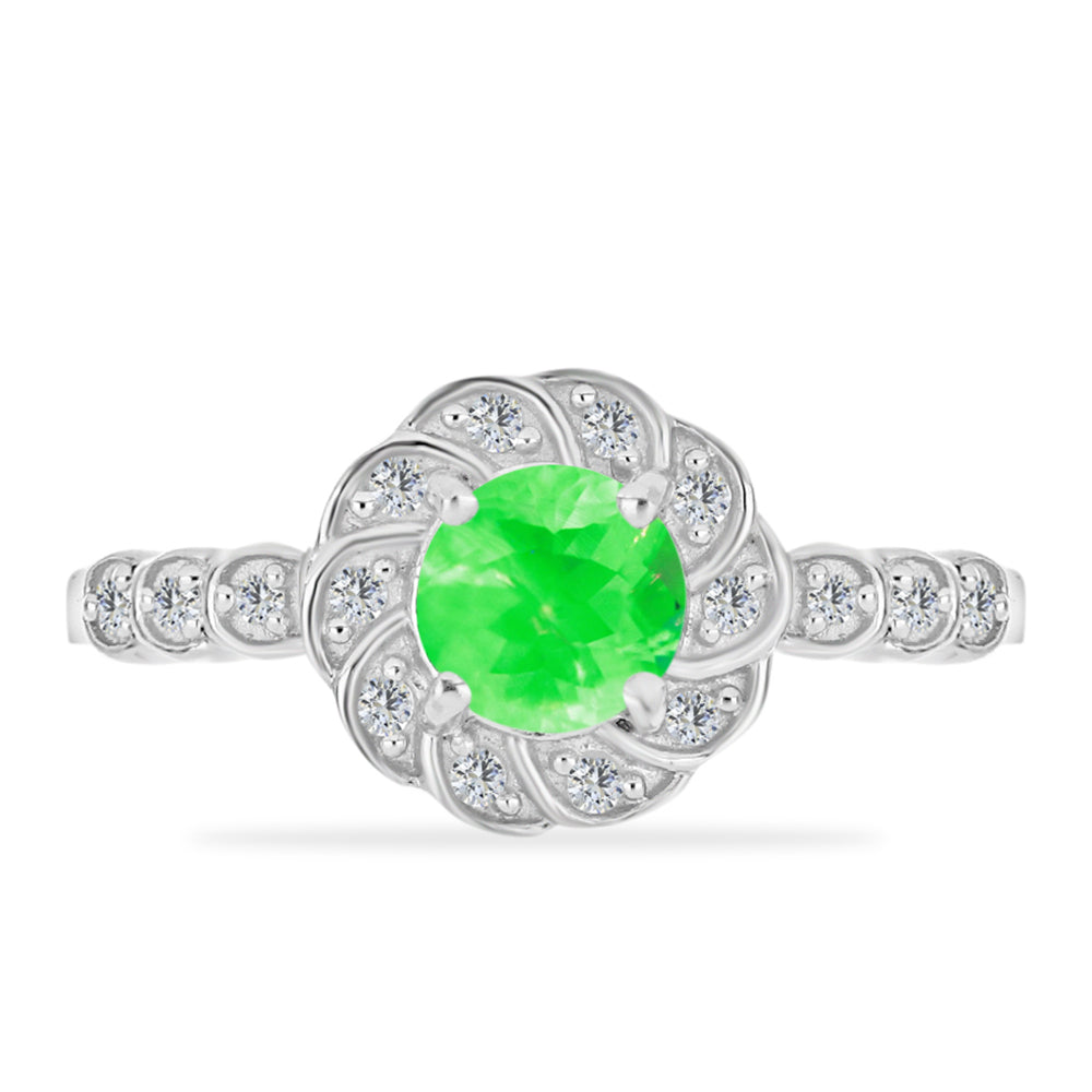 Stříbrný Prsten s Hyalit Opálem a Bílým Topazem 1 