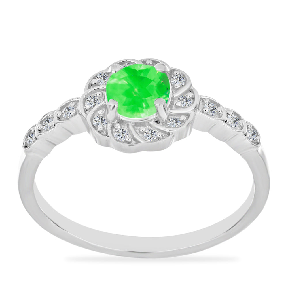 Stříbrný Prsten s Hyalit Opálem a Bílým Topazem