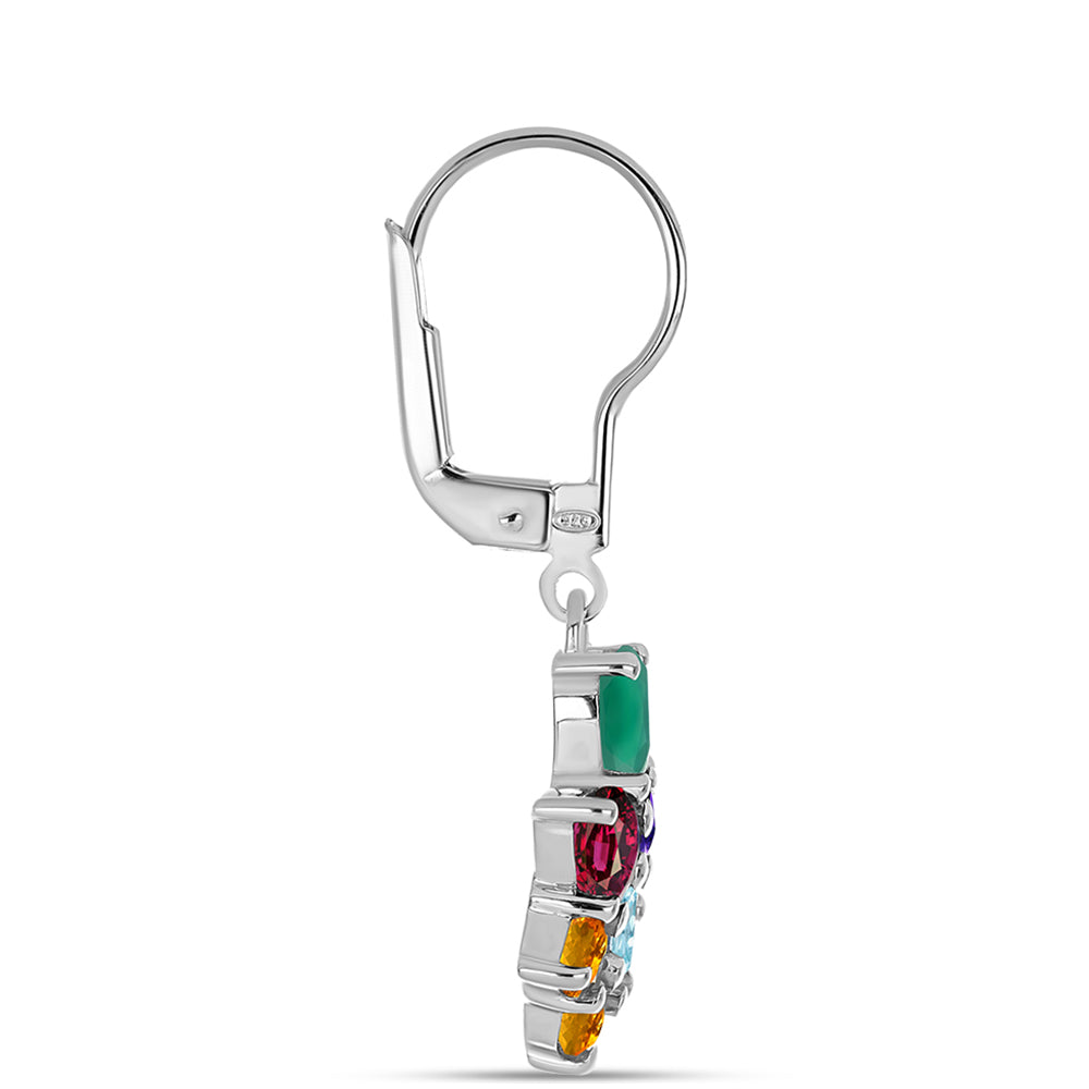 Stříbrné Náušnice s Marockým Ametystem a se Zeleným Achátem 2 