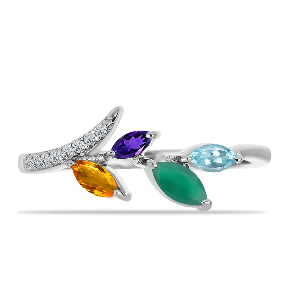 Stříbro 925/1000 - Prsten s Marockým Ametystem a se Zeleným Achátem - Karátové číslo: 0.59. přibližná hmotnost: 2.19 gramů 1 