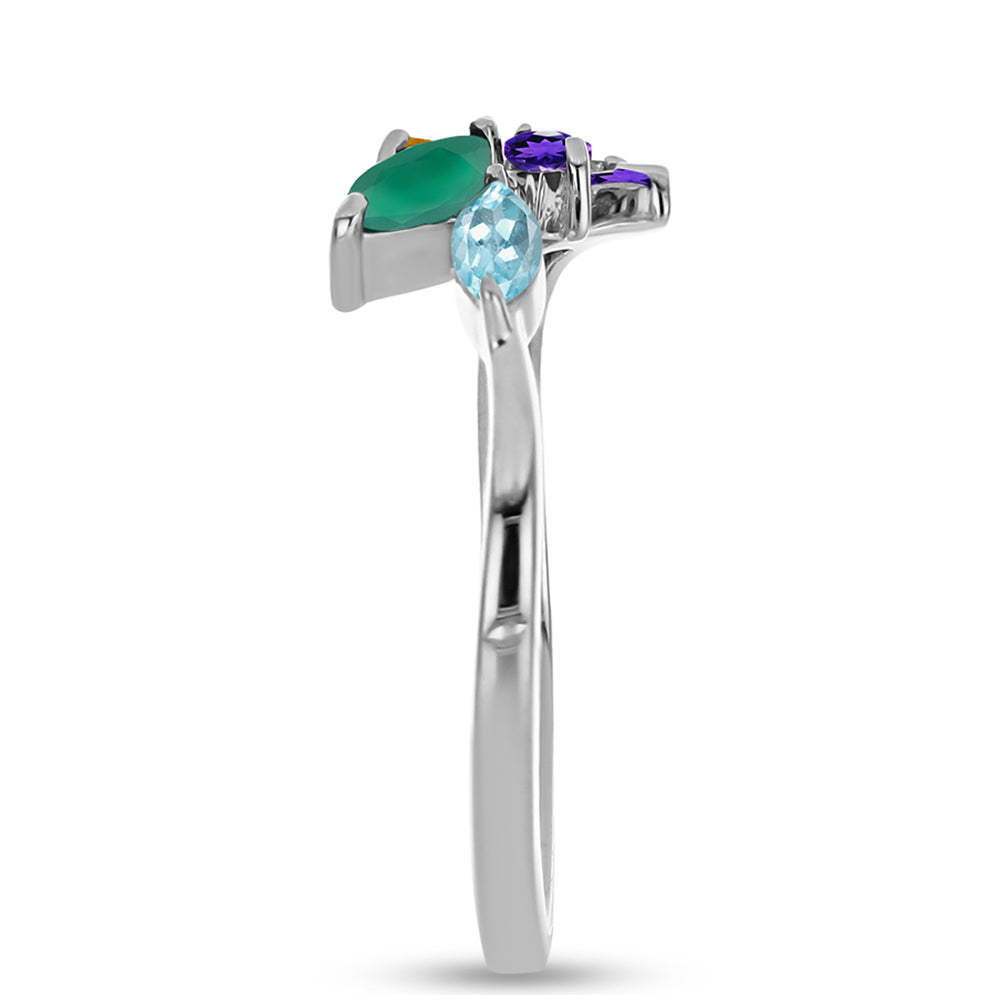 Stříbro 925/1000 - Prsten s Marockým Ametystem a se Zeleným Achátem - Karátové číslo: 0.59. přibližná hmotnost: 2.19 gramů 4 