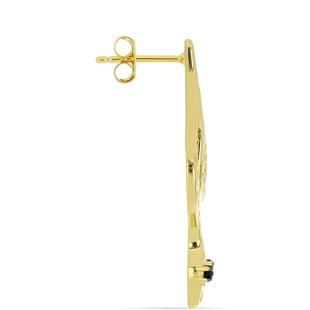 Pozlacené stříbro 925/1000 Náušnice s Černým spinelem - Karátové číslo: 0.08. přibližná hmotnost: 4.14 gramů 2 