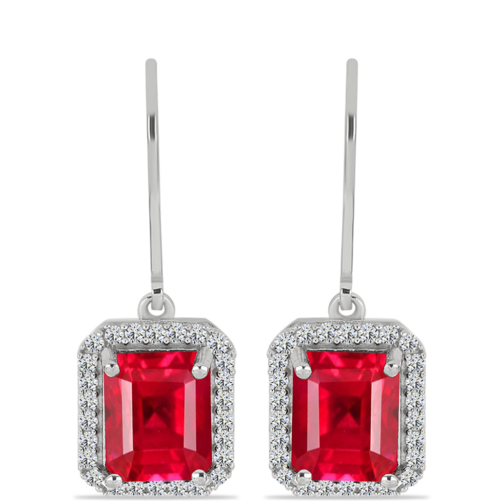 Stříbrné Náušnice s Červeným Achátem a Bílým Topazem 1 