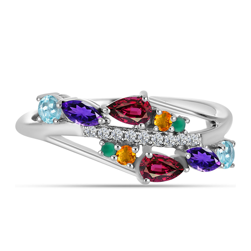 Stříbrný Prsten s Marockým Ametystem a se Zeleným Achátem 1 