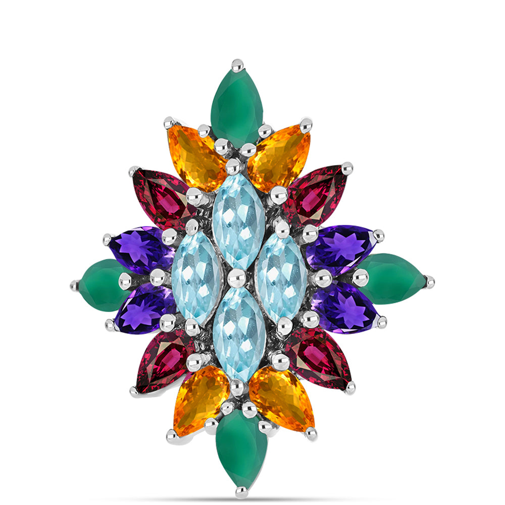 Stříbrný Prsten s Marockým Ametystem a se Zeleným Achátem