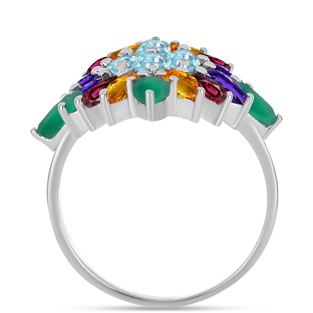 Stříbrný Prsten s Marockým Ametystem a se Zeleným Achátem 2 