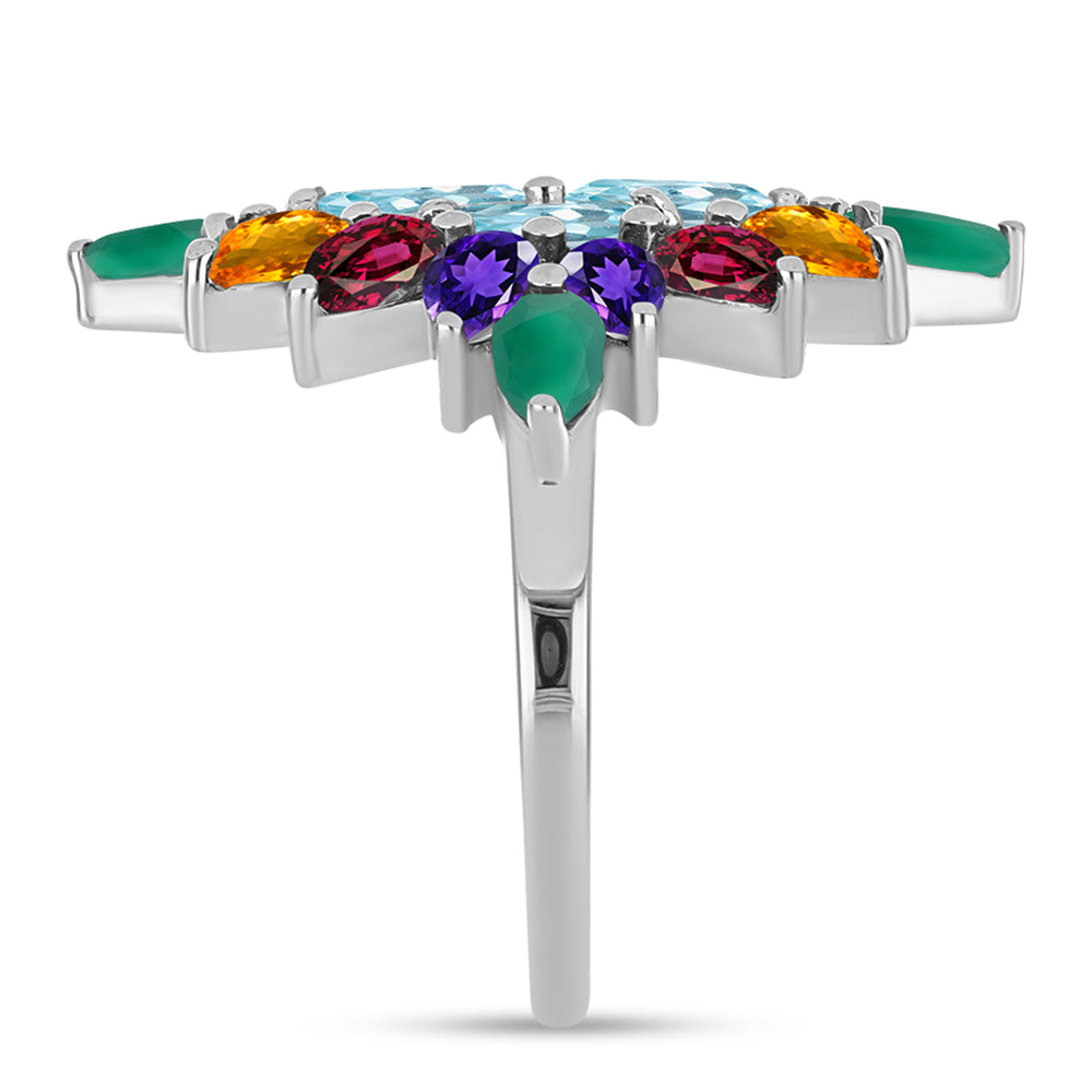 Stříbrný Prsten s Marockým Ametystem a se Zeleným Achátem 4 