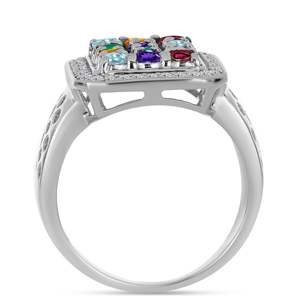 Stříbrný Prsten s Marockým Ametystem a se Zeleným Achátem