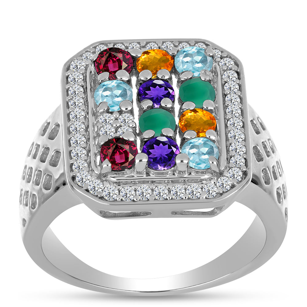 Stříbrný Prsten s Marockým Ametystem a se Zeleným Achátem 3 