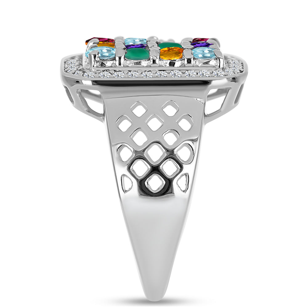 Stříbrný Prsten s Marockým Ametystem a se Zeleným Achátem 4 