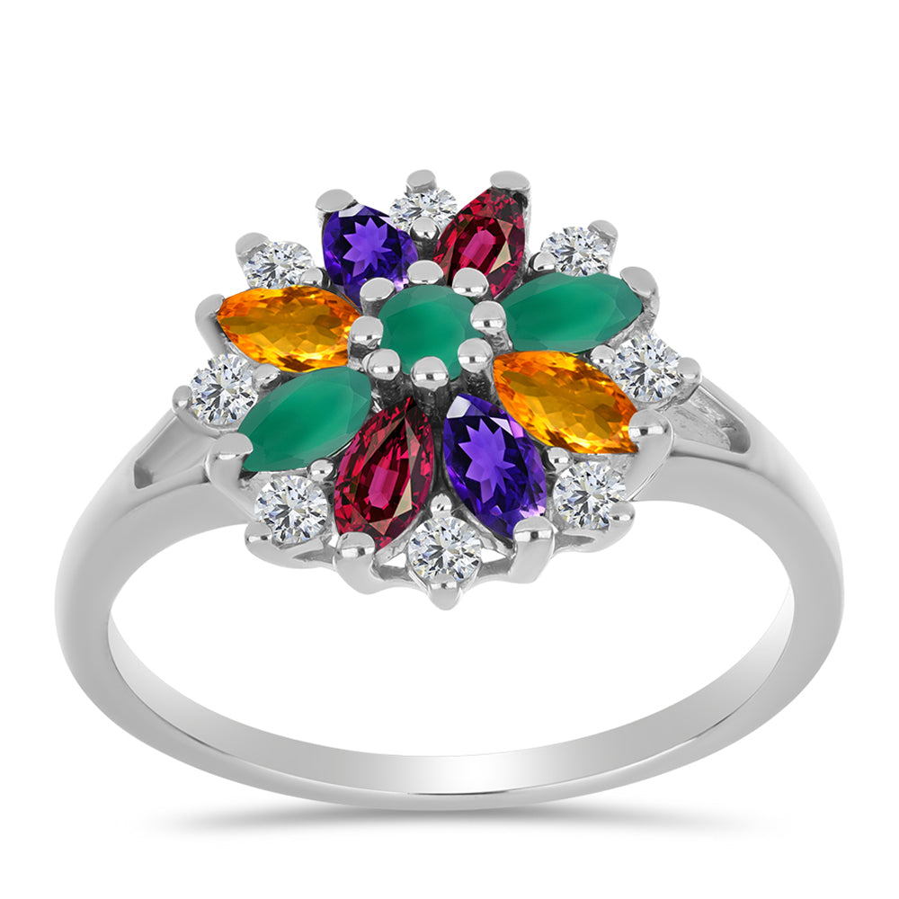 Stříbrný Prsten s Marockým Ametystem a se Zeleným Achátem 3 