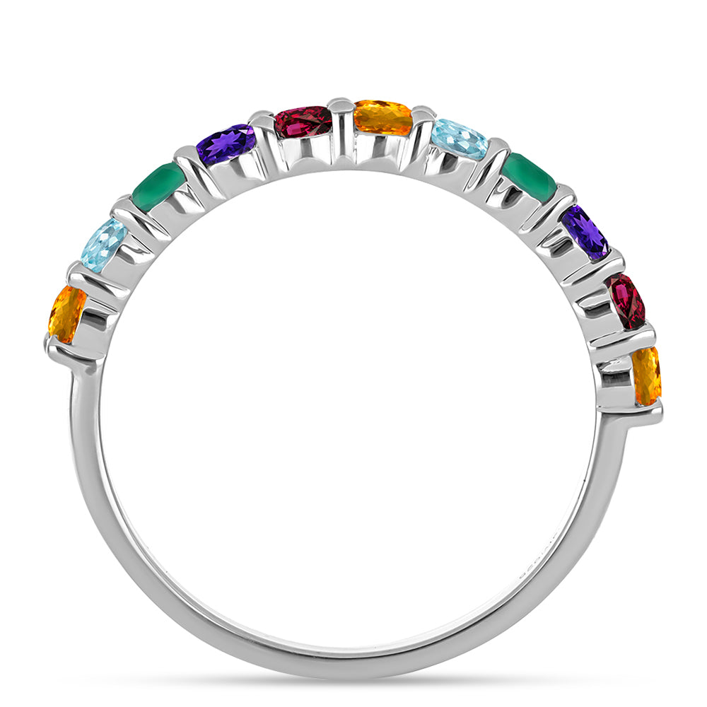 Stříbro 925/1000 - Prsten s Marockým Ametystem a se Zeleným Achátem - Karátové číslo: 1.31. přibližná hmotnost: 2.29 gramů 3 