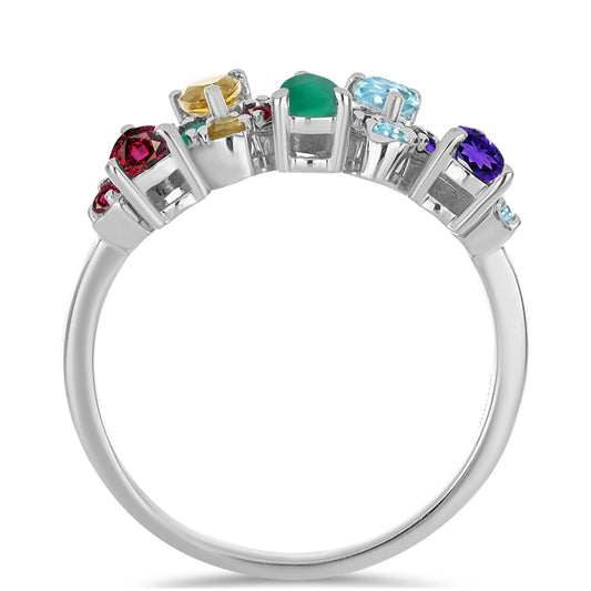 Stříbrný Prsten s Marockým Ametystem a se Zeleným Achátem