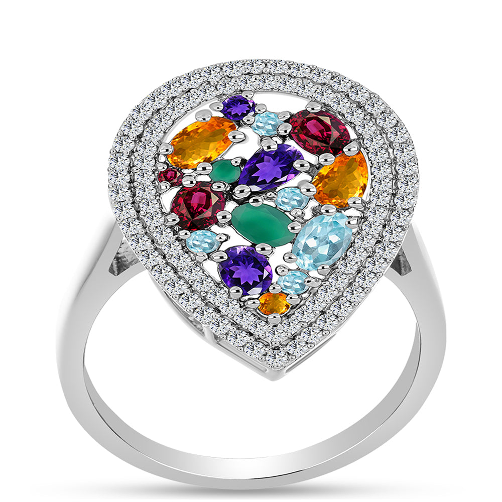 Stříbrný Prsten s Marockým Ametystem a se Zeleným Achátem 3 