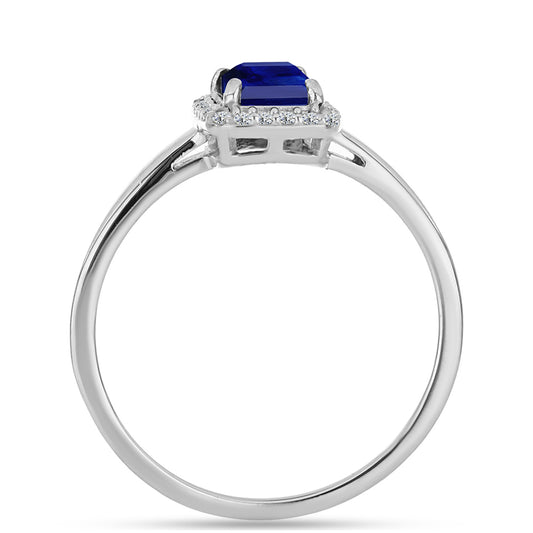 Stříbrný Prsten s Australským Modrým Safírem a Bílým Topazem