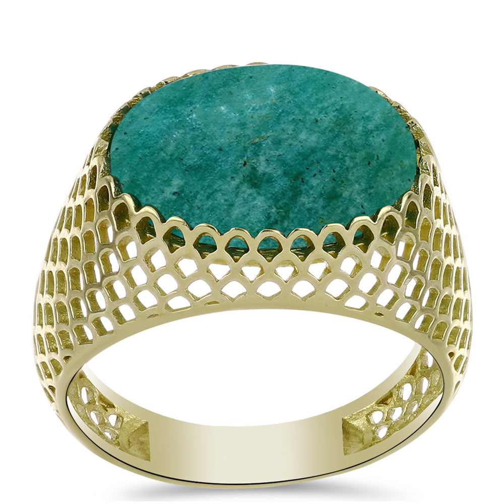 Pozlacený Stříbrný Prsten s Amazonitem 3 