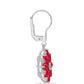 Stříbrné Náušnice s Červeným Achátem a Bílým Topazem