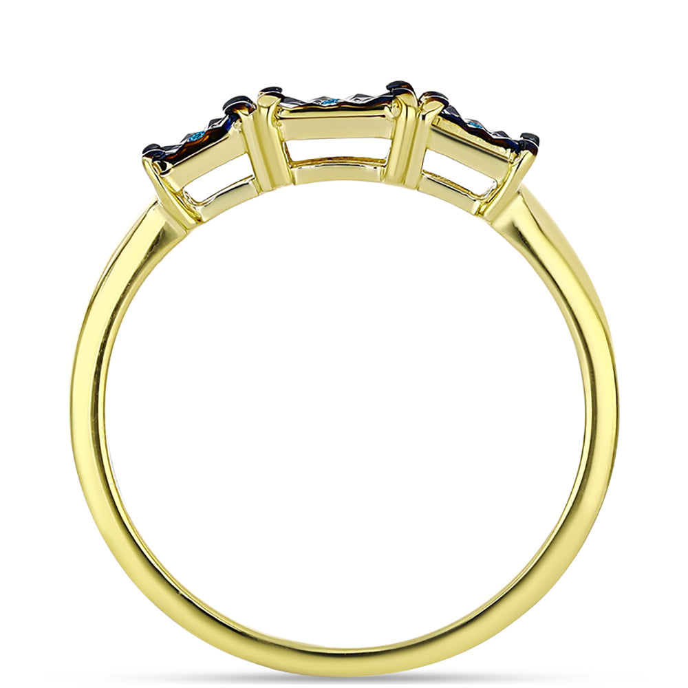 Pozlacený Stříbrný Prsten s Modrým Diamantem