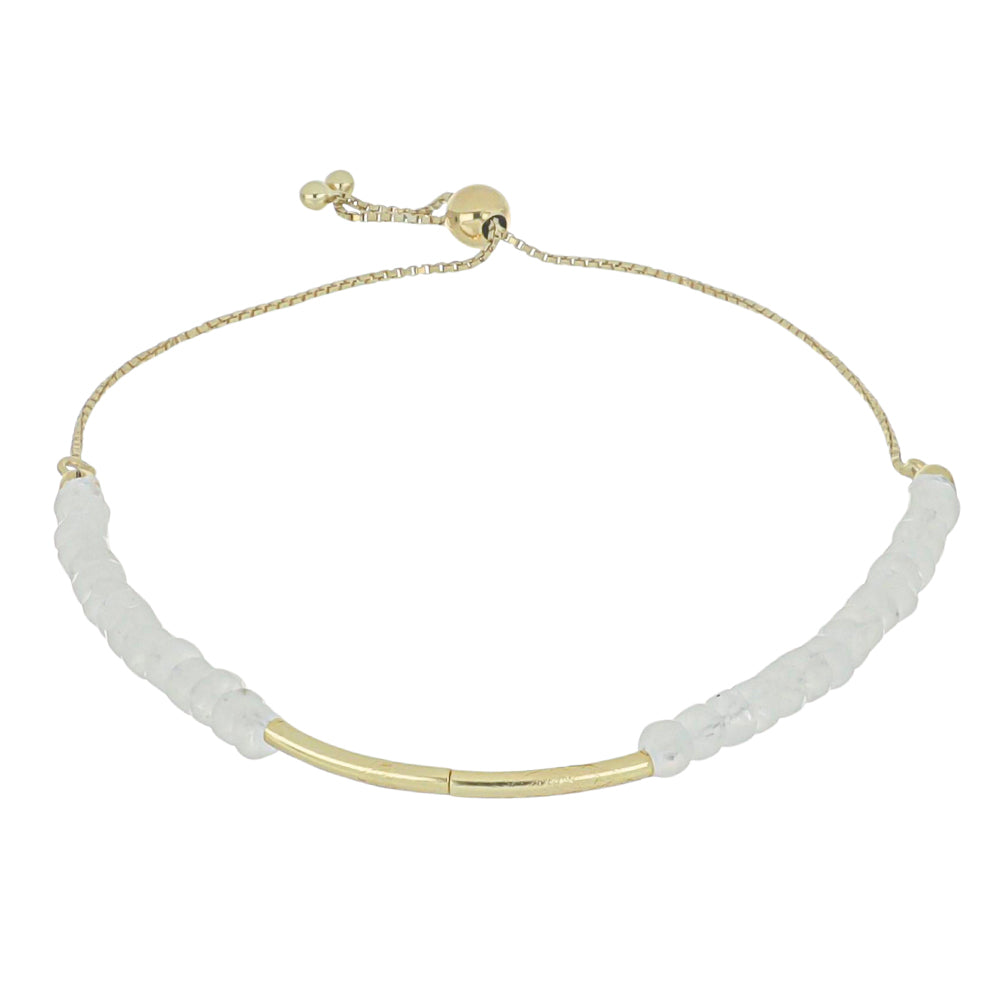 Pozlacené Stříbro 925/1000 - Náramek s Duhovým Měsíčním Kamenem - Karátové číslo: 15. přibližná hmotnost: 5.4 gramů 1 