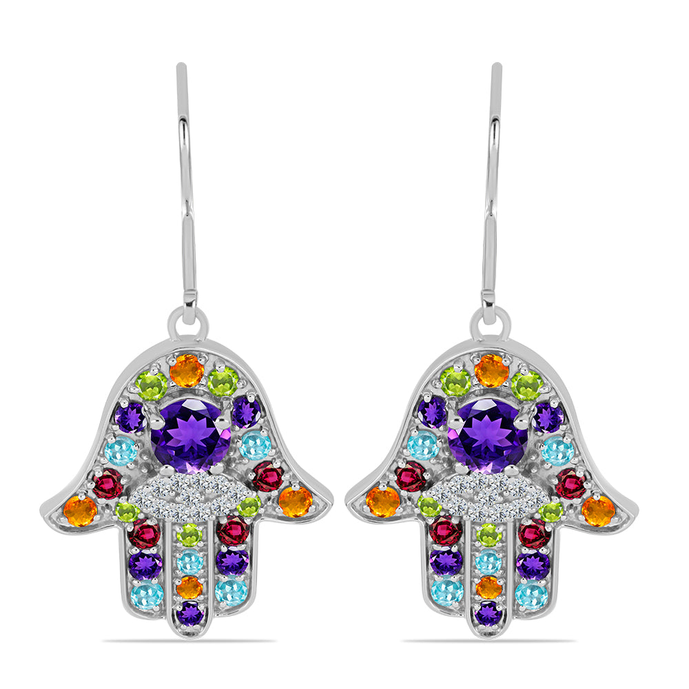 Stříbro 925/1000 - Náušnice s Marockým Ametystem - Karátové číslo: 2.79. přibližná hmotnost: 4.99 gramů 1 