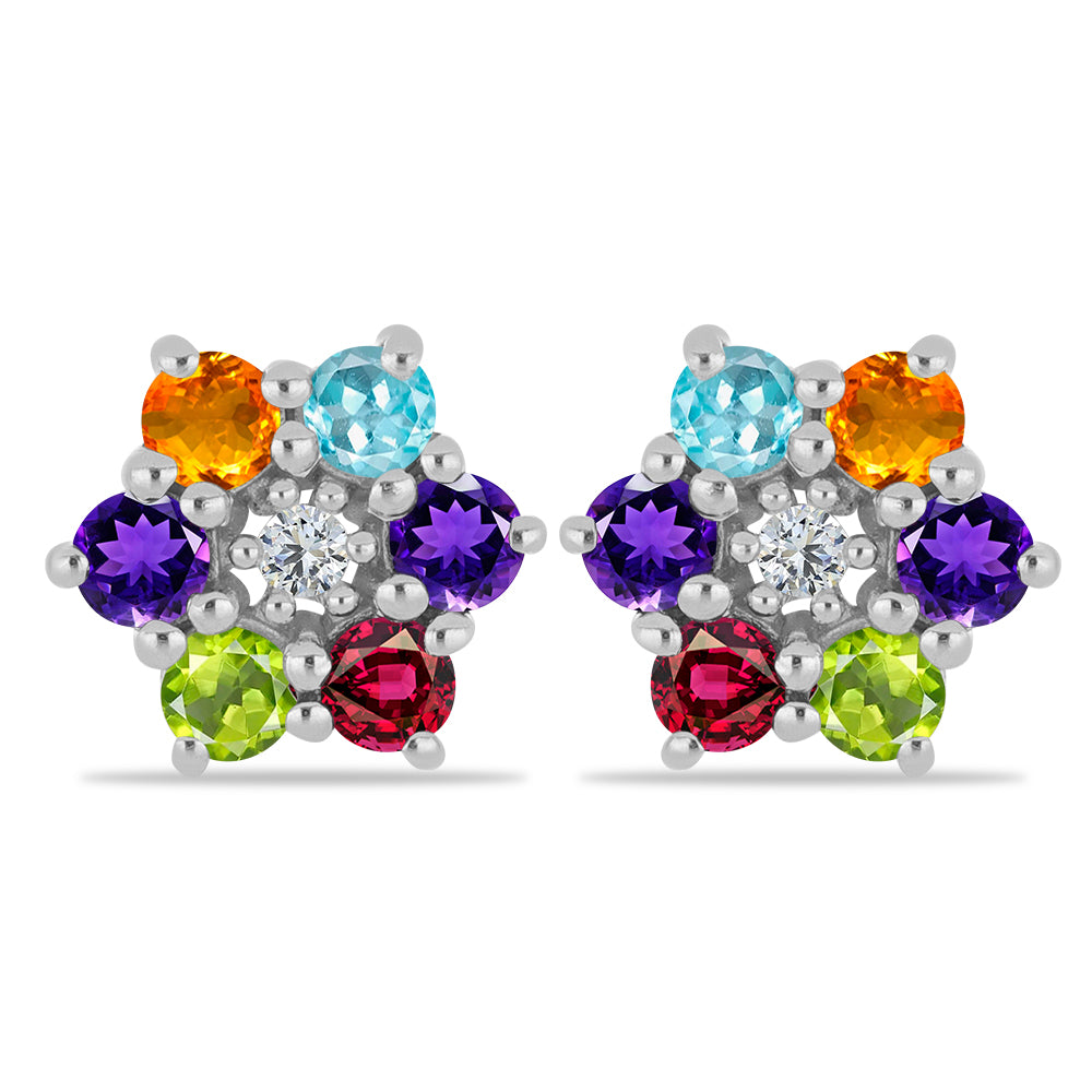 Stříbro 925/1000 - Náušnice s Marockým Ametystem a Čchang-pajským Peridotem - Karátové číslo: 1.51. přibližná hmotnost: 2.37 gramů 1 