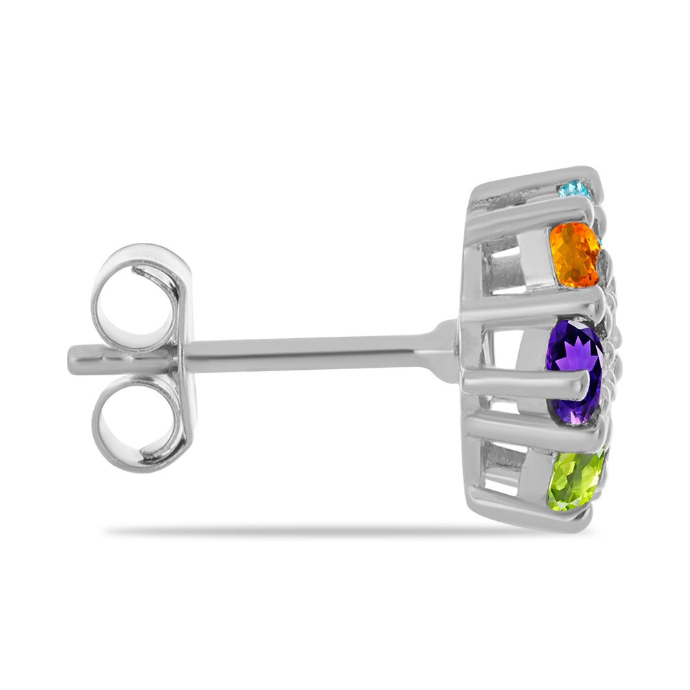 Stříbro 925/1000 - Náušnice s Marockým Ametystem a Čchang-pajským Peridotem - Karátové číslo: 1.51. přibližná hmotnost: 2.37 gramů