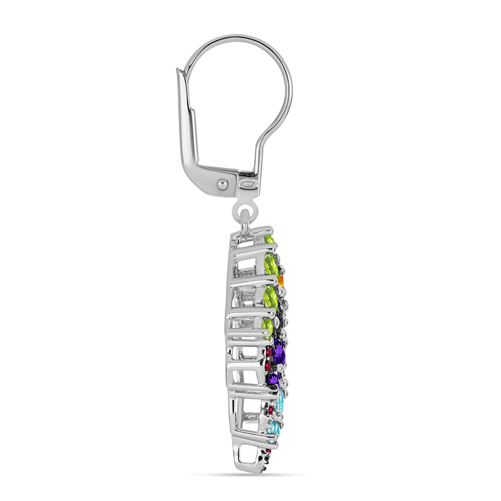 Stříbrné Náušnice s Marockým Ametystem a Čchang-pajským Peridotem 2 