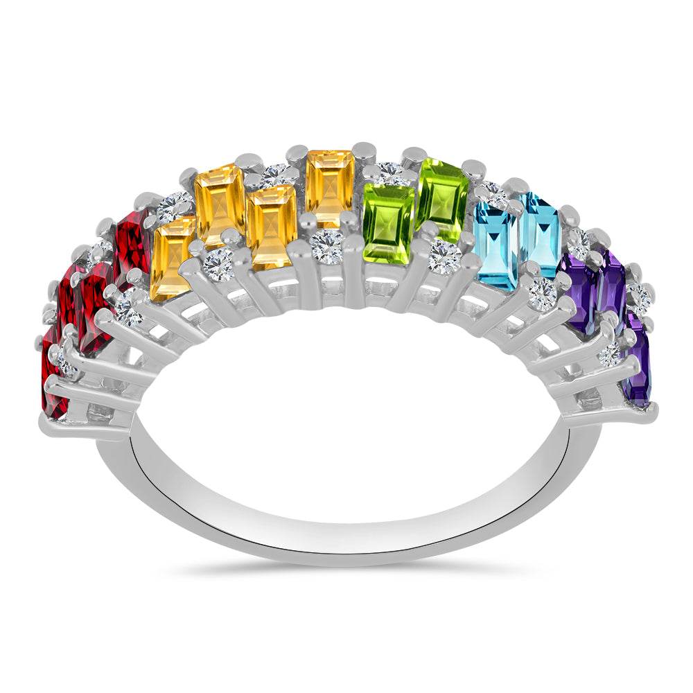 Stříbro 925/1000 - Prsten s Marockým Ametystem a Čchang-pajským Peridotem - Karátové číslo: 2.59. přibližná hmotnost: 4.26 gramů 1 