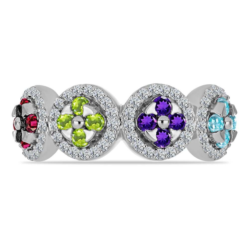 Stříbro 925/1000 - Prsten s Marockým Ametystem a Čchang-pajským Peridotem - Karátové číslo: 1.14. přibližná hmotnost: 3.96 gramů 1 