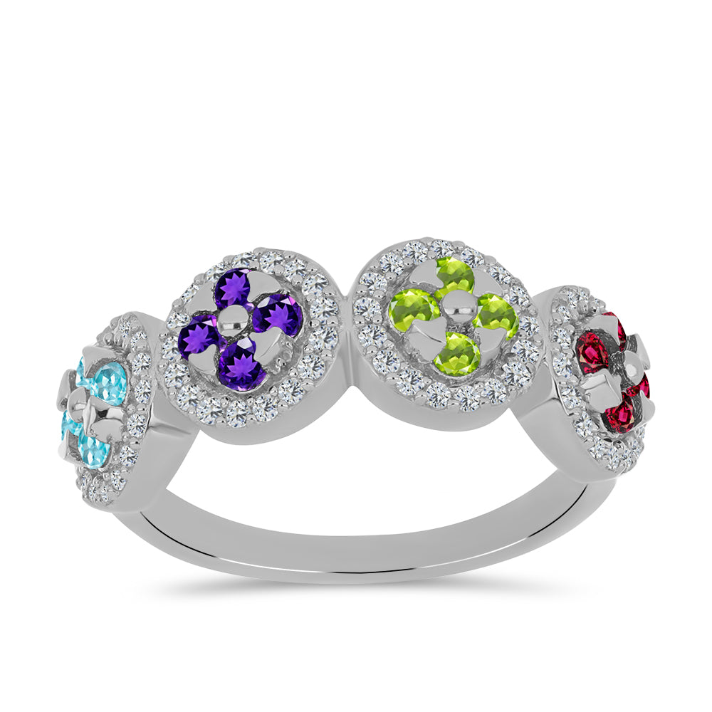 Stříbro 925/1000 - Prsten s Marockým Ametystem a Čchang-pajským Peridotem - Karátové číslo: 1.14. přibližná hmotnost: 3.96 gramů 3 