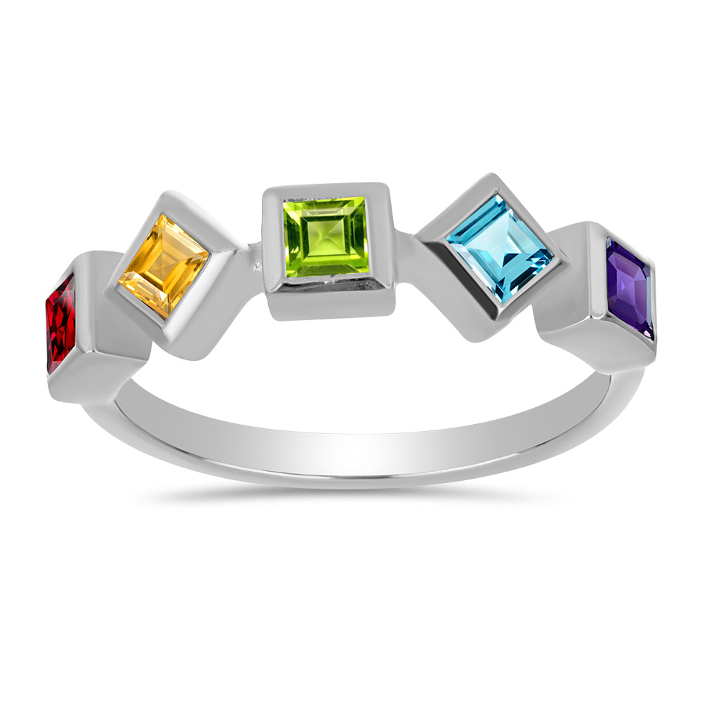 Stříbro 925/1000 Prsten s Marockým Ametystem a Čchang-pajským Peridotem - Karátové číslo: 0.81. přibližná hmotnost: 2.55 gramů 1 