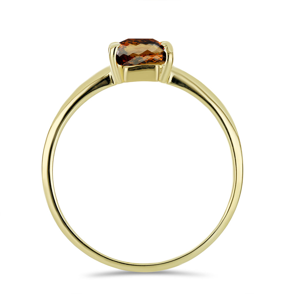 Pozlacený Stříbrný Prsten s Koňakovým Křemenem