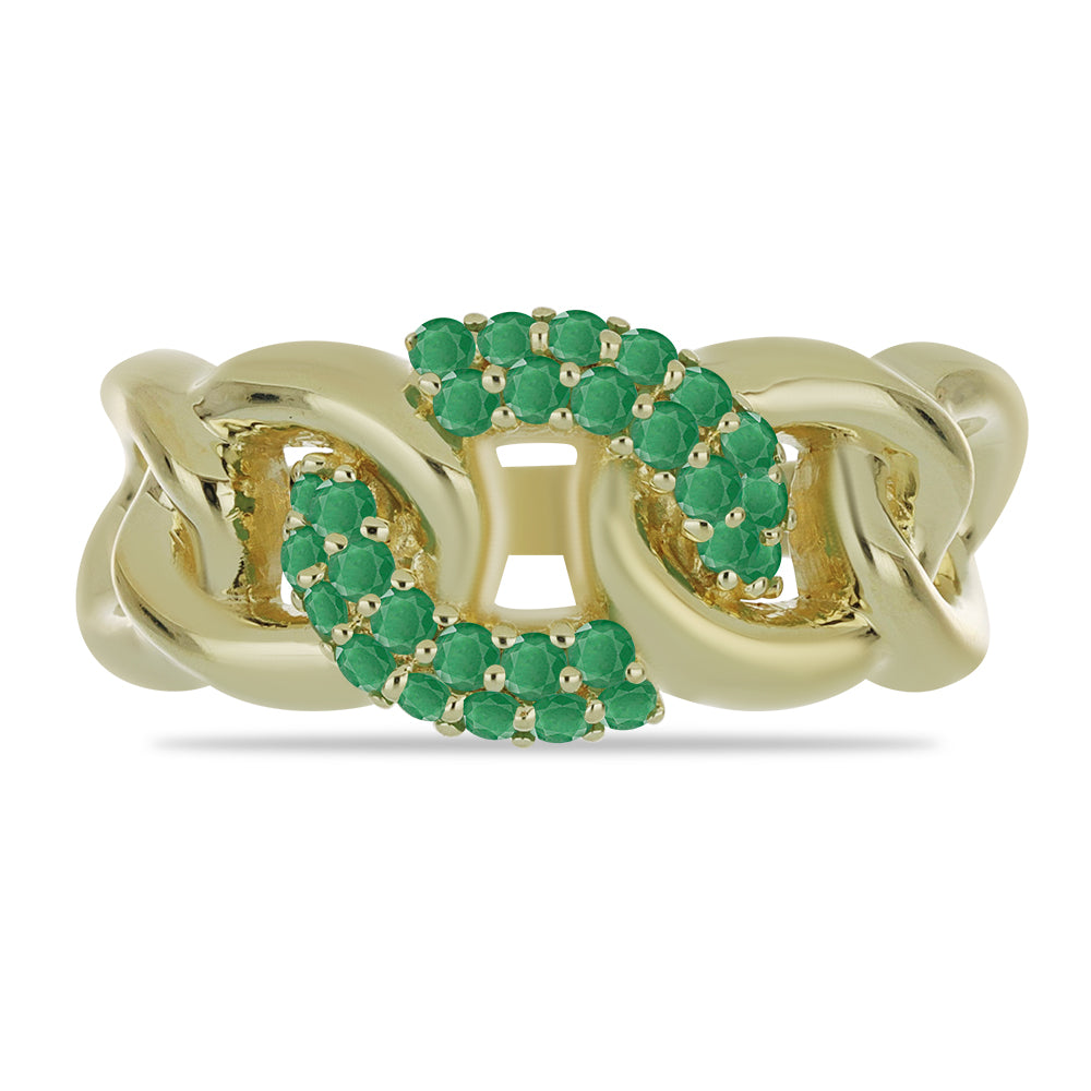 Pozlacené Stříbro 925/1000 - Prsten s Brazilským Smaragdem - Karátové číslo: 0.52. přibližná hmotnost: 4.89 gramů 1 