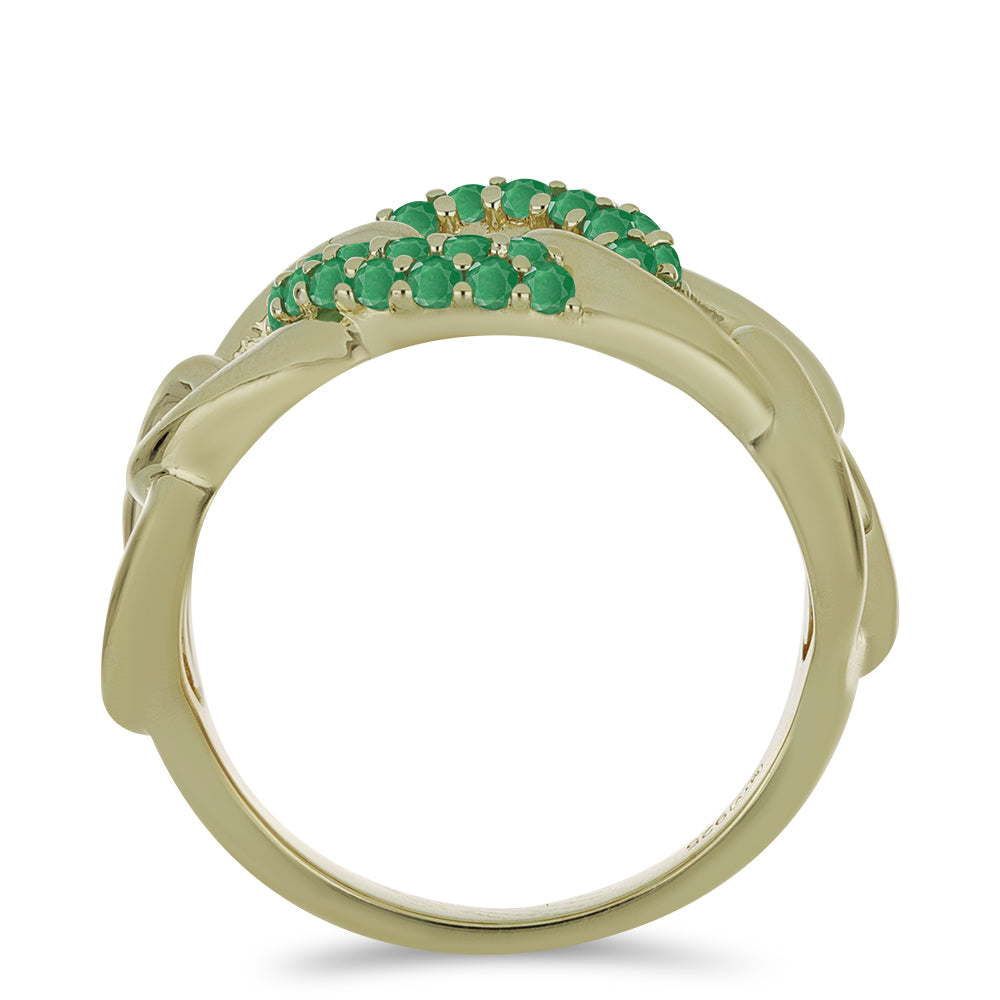 Pozlacené Stříbro 925/1000 - Prsten s Brazilským Smaragdem - Karátové číslo: 0.52. přibližná hmotnost: 4.89 gramů