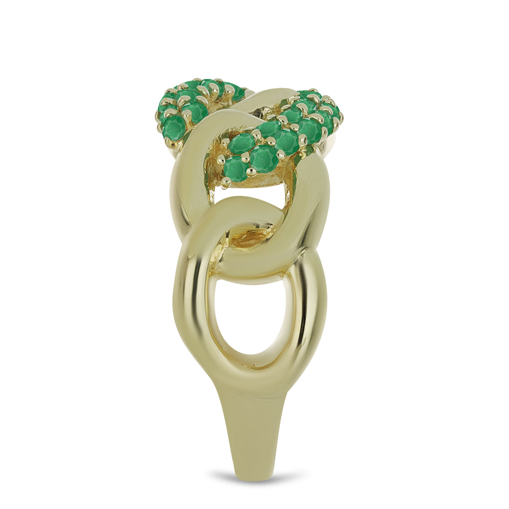 Pozlacené Stříbro 925/1000 - Prsten s Brazilským Smaragdem - Karátové číslo: 0.52. přibližná hmotnost: 4.89 gramů 4 