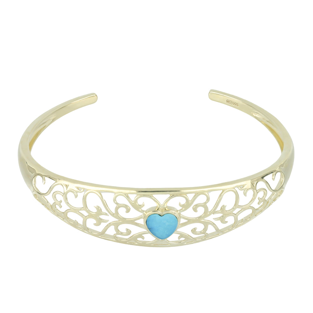 Pozlacené Stříbro 925/1000 - Náramek s Tyrkysem Sleeping Beauty - Karátové číslo: 1.08. přibližná hmotnost: 13.35 gramů 1 